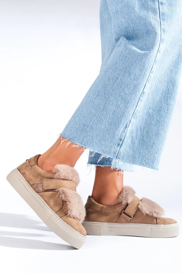 beige suède laarzen met... 2