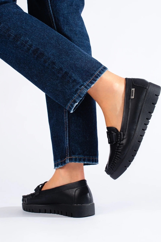 Mocassins eco leer zwarte kleur Shelovet Mocassins eco leer zwarte kleur Shelovet