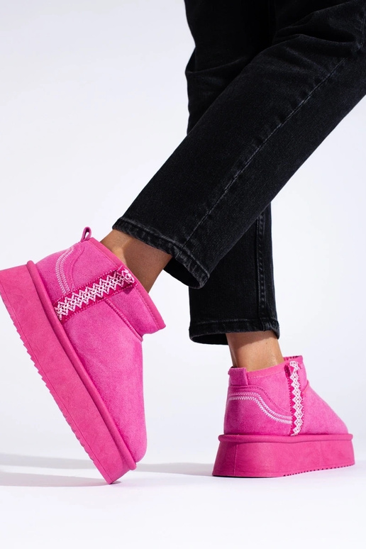 roze suède platform snowboots