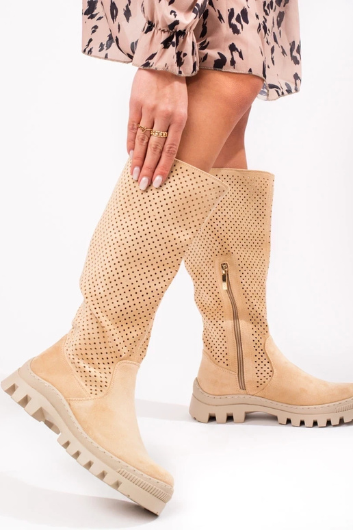 Potocki opengewerkte suède enkellaarzen