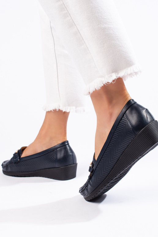 marineblauwe damesmocassins