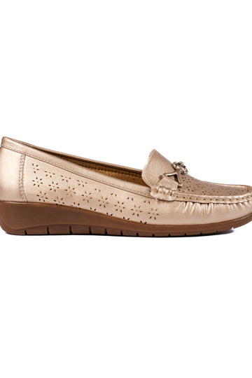 goudkleurige damesmocassins