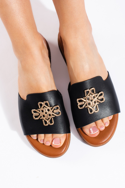 Modieuze damesslippers in de kleur zwart Modieuze damesslippers in de kleur zwart