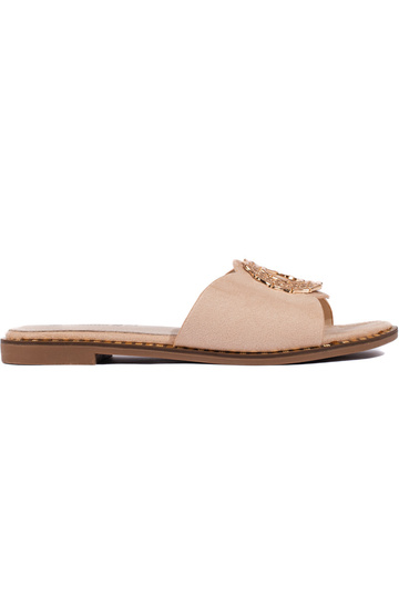 Beige suède pantoffels