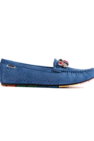 blauwe mocassins met...