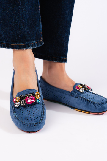 blauwe mocassins met... 2