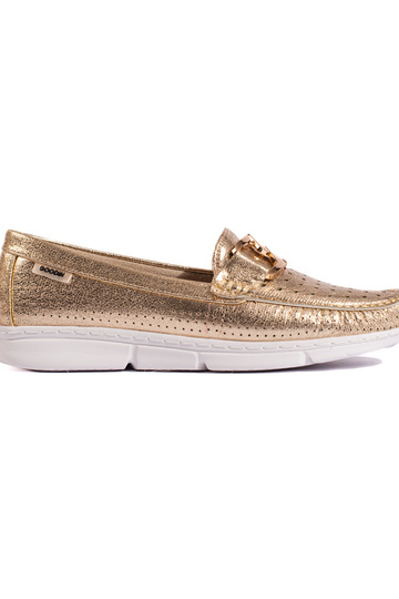 goudkleurige damesmocassins