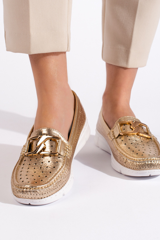 goudkleurige damesmocassins