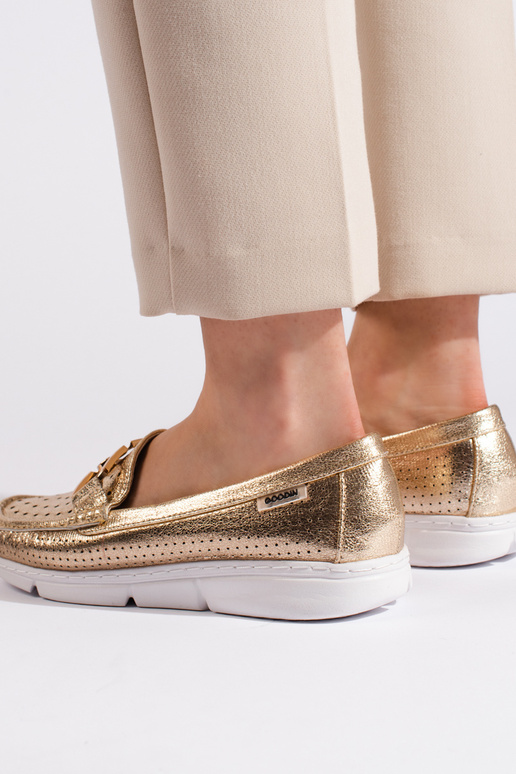 goudkleurige damesmocassins