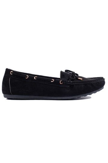 zwarte suède mocassins voor...