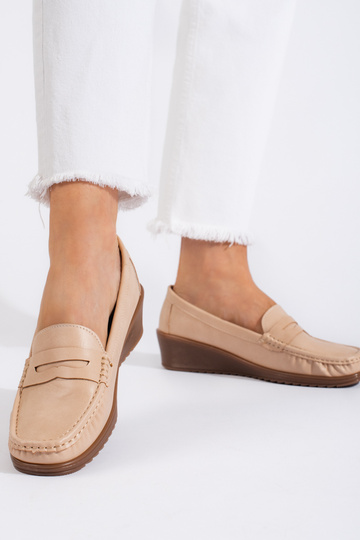 Damesmocassins beige 2