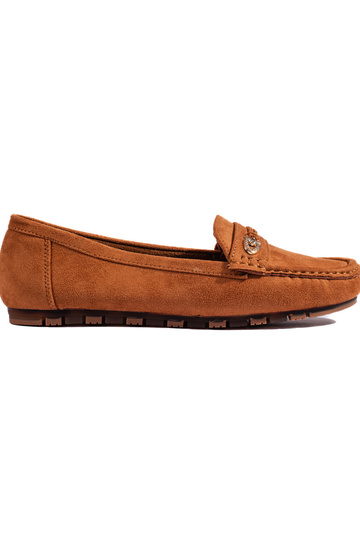 bruine suède mocassins voor...