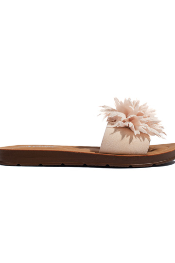 Beige damesslippers met een...