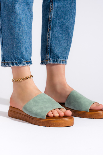 groene pantoffels met plateau 2