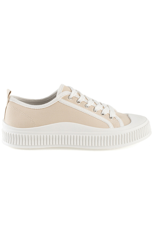 Beige sneakers met platform