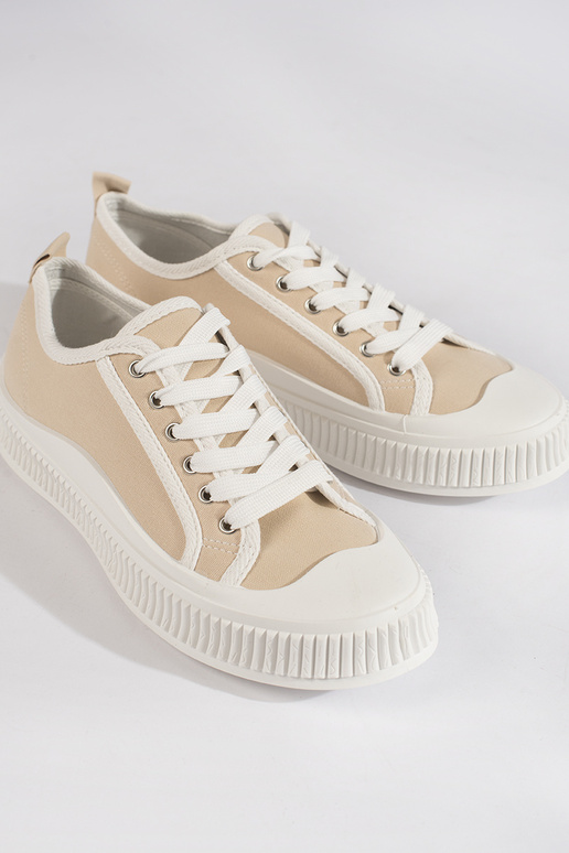 Beige sneakers met platform