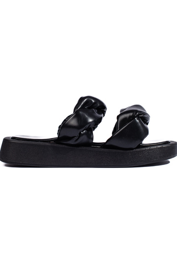Zwarte pantoffels met dikke...