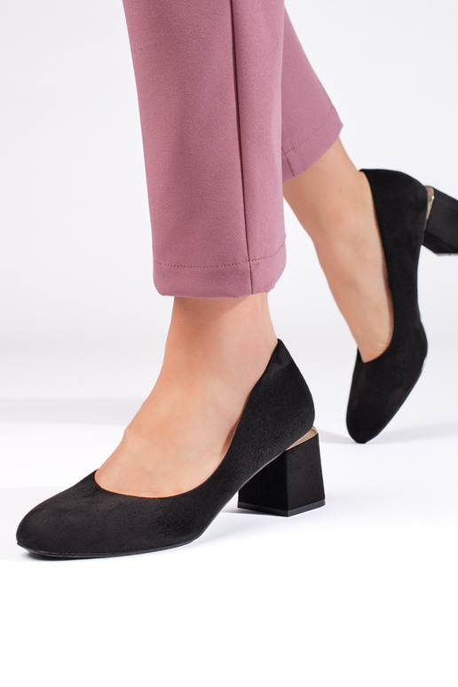 zwarte suède hoge hakken