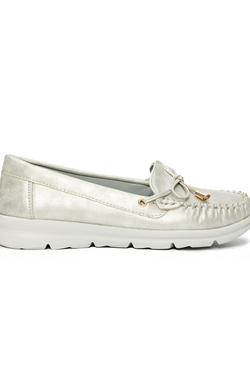 zilverkleurige comfortabele mocassins...