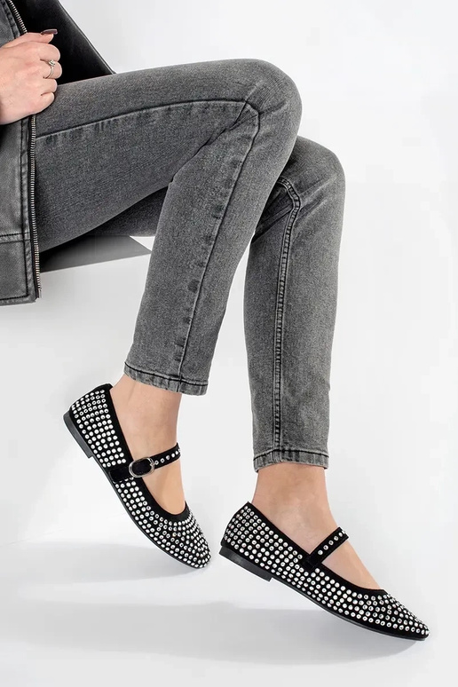 zwarte damesballerina's van ćĮietkami