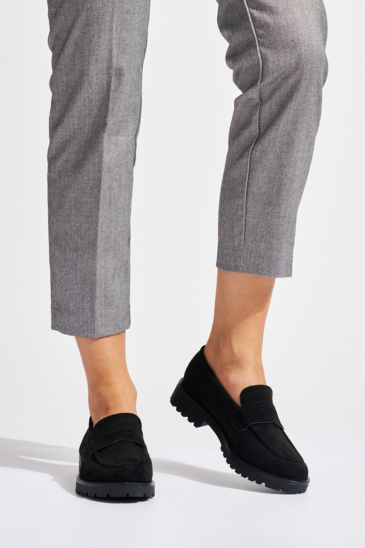 zwarte suède damesmocassins