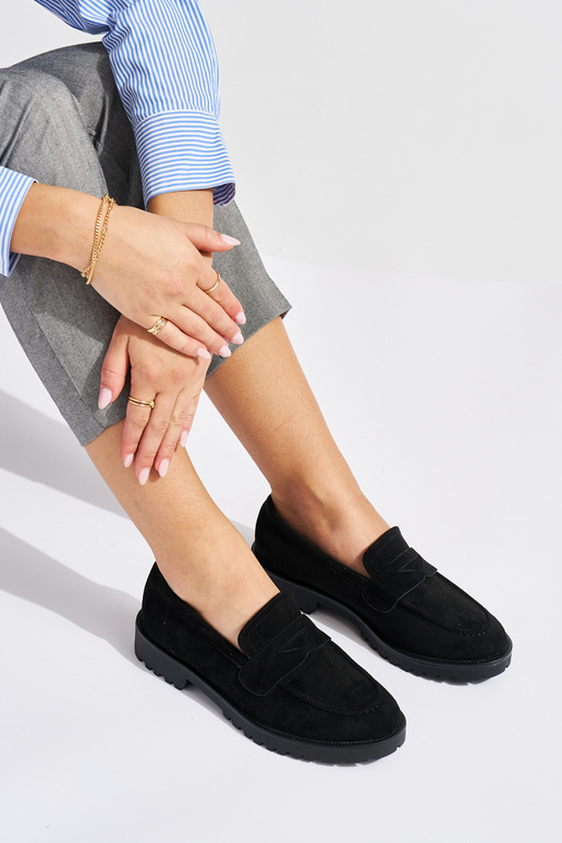 zwarte suède damesmocassins