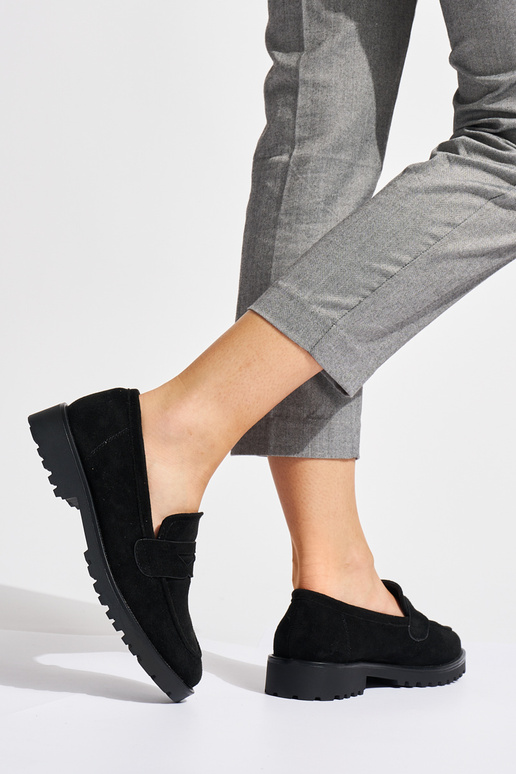 zwarte suède damesmocassins