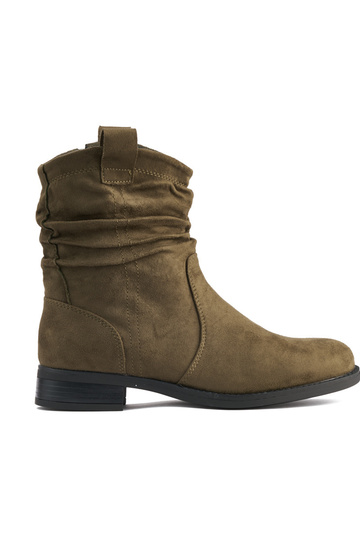 Kaki laars van gekreukt suède