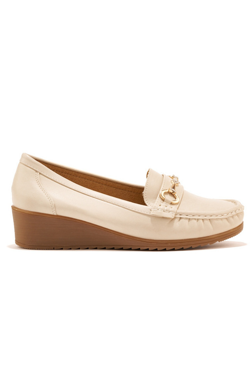 beige damesmocassins op sleehak met...