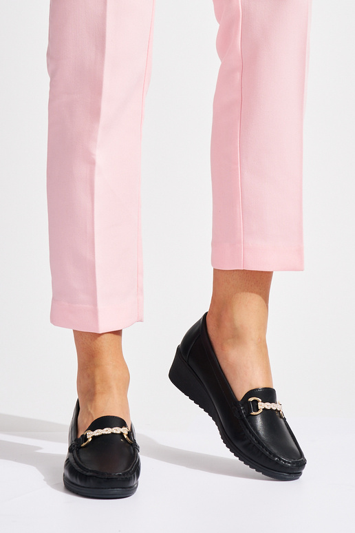 zwarte damesmocassins op sleehak met...