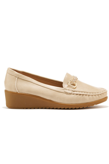 beige damesmocassins op...