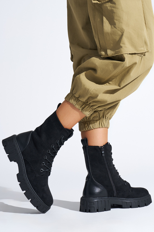 zwarte dameslaarzen met veters