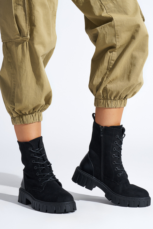 zwarte dameslaarzen met veters