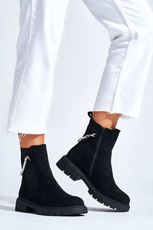 zwarte damesschoenen z ozdobnym...