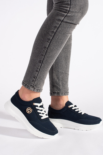 donkerblauw leren Sneakers... 2