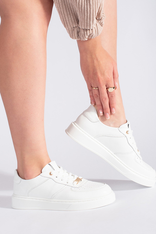 witte leren sportschoenen voor dames