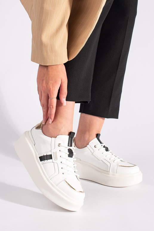 Wit leren Sneakers model schoenen met...