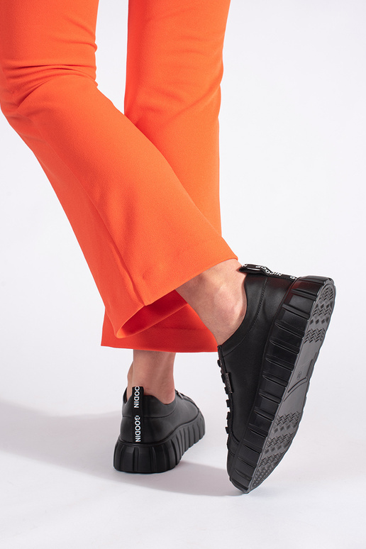 zwarte leren enkellaarsjes met plateau