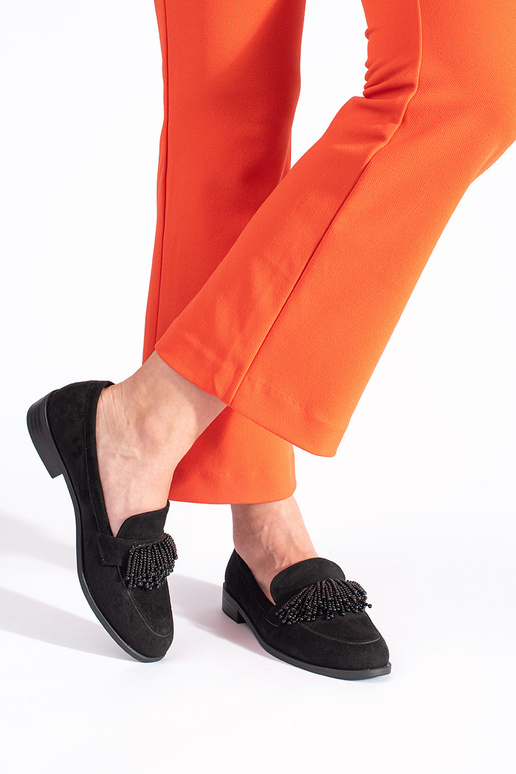 Dames mocassins van suède met kralen