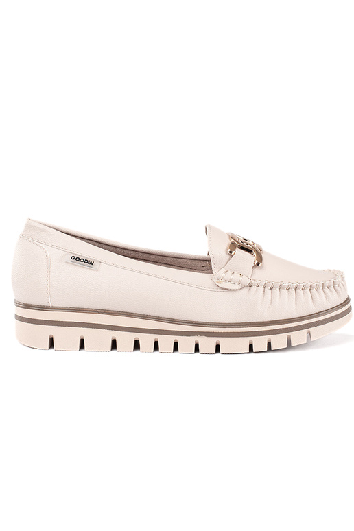 beige platformmocassins voor dames