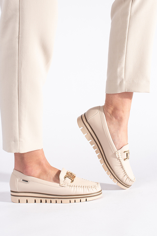 beige platformmocassins voor dames