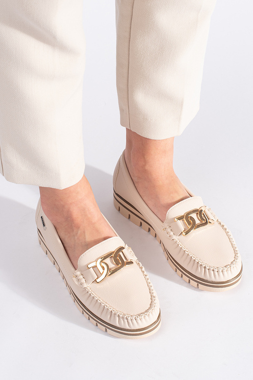 beige platformmocassins voor dames