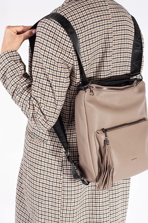 Ivoorkleurige damesrugzak met kwastjes