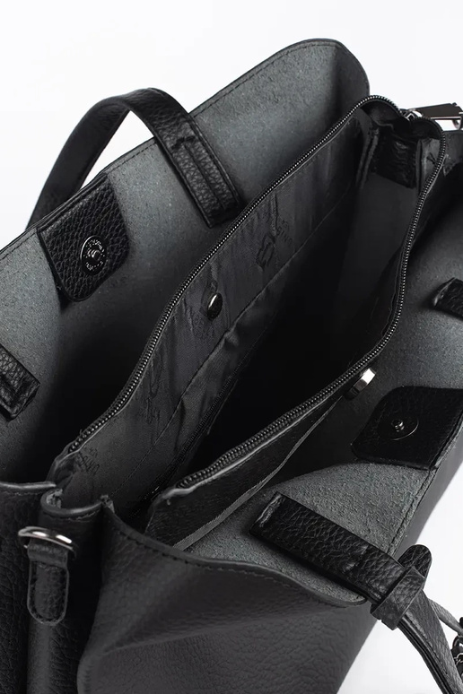 zwarte grote handtas met franjes