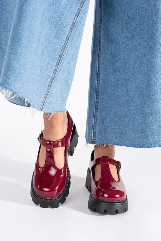 bordeaux gelakt Dameslaarzen met...