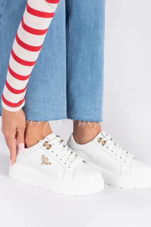 Leer Initte kleur Sneakers met platform