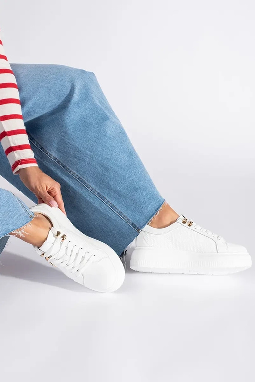 Leer Initte kleur Sneakers met platform