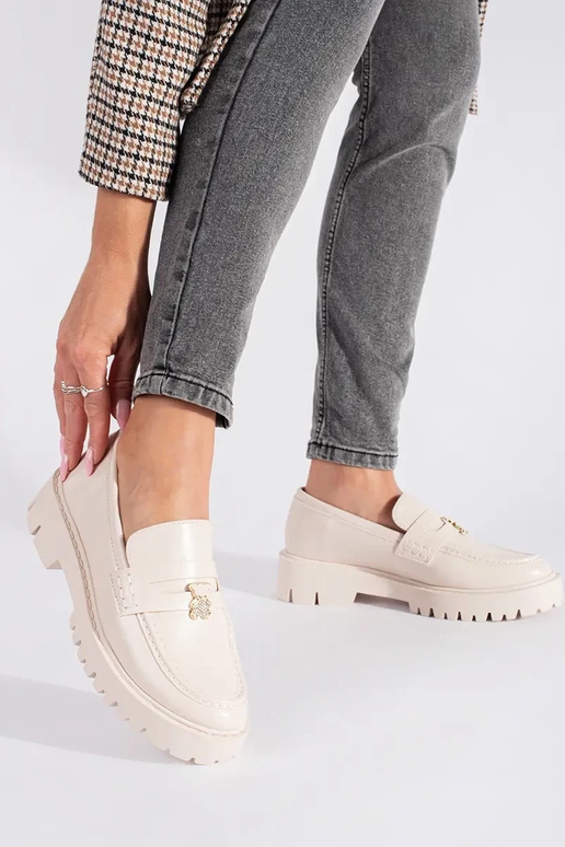 beige Dames mocassins met platform beige Dames mocassins met platform