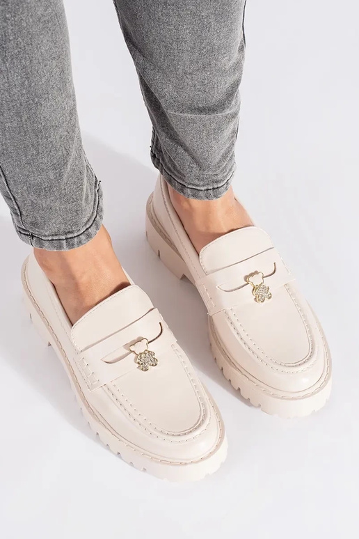 beige Dames mocassins met platform beige Dames mocassins met platform