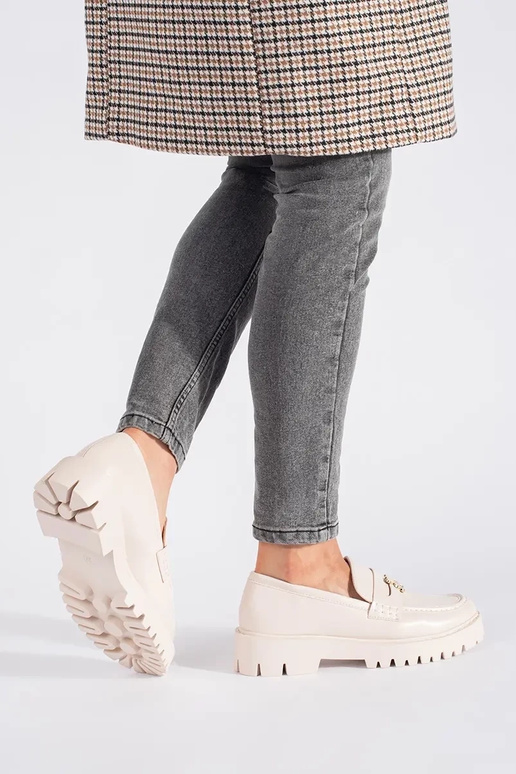 beige Dames mocassins met platform beige Dames mocassins met platform